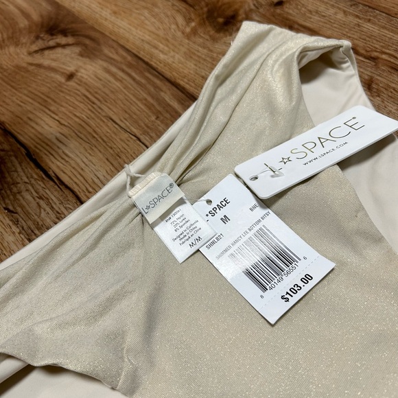 L*Space Shimmer Nancy Lee Bitsy Swim Bottoms Bone Sz M - Picture 7 of 7